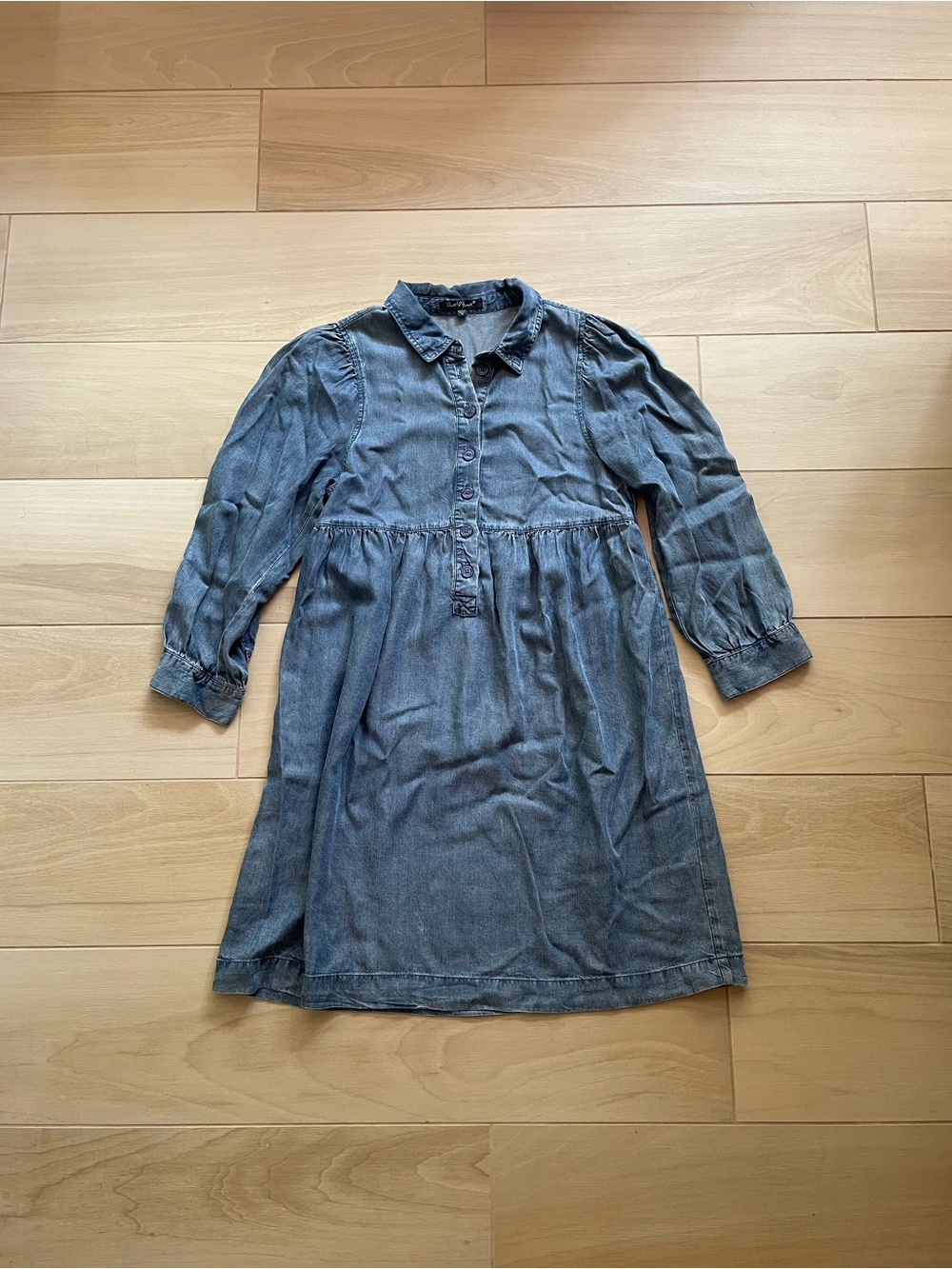 Velvet Heart Chambray Denim Long-sleeve Babydoll Dress